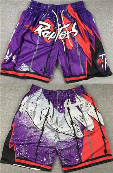Mens Toronto Raptors Purple Red Mitchell&Ness Shorts (Run Small)->nba shorts->NBA Jersey
